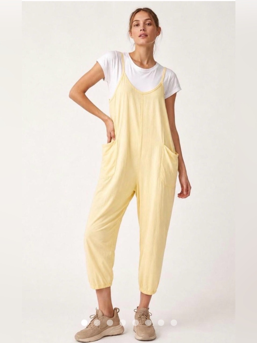 Sundry Casual Lightweight cotton blend Yellow Jumpsuit romper with TEE NEW NWT